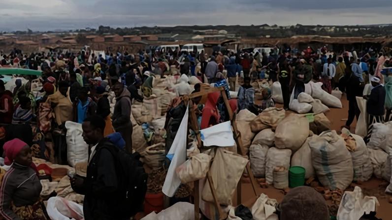 Market day at Dzaleka refugee camp in Dowa, Malawi, in 2019. The report found that many of the countries that had suffered a negative shock since then were in sub-Saharan Africa.