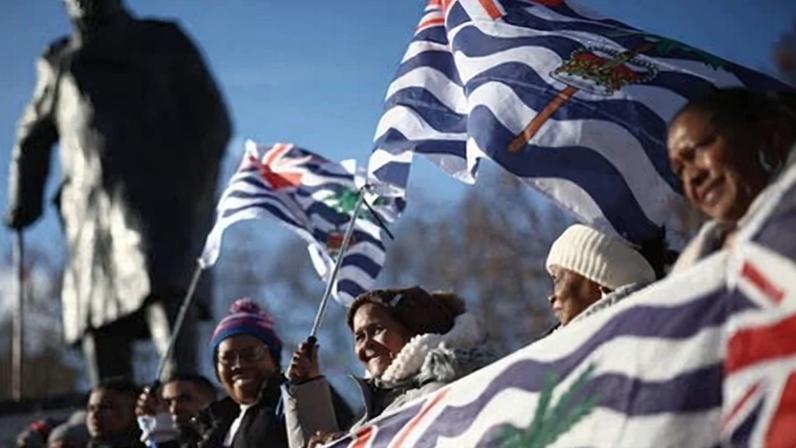 A protest outside the UK parliament in January over the government’s plan to hand over the Chagos Islands to Mauritius.