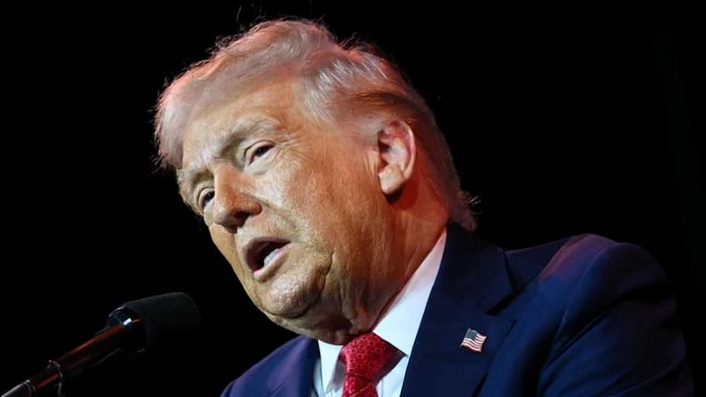 US President Donald Trump speaking during the House Republican Party (GOP) member retreat at the Kennedy Center in Washington, DC.