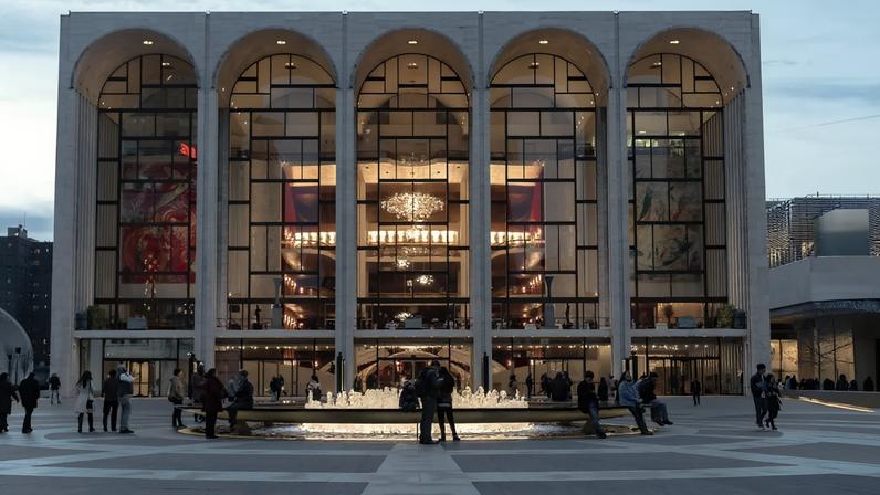 Marc Chagall's murals for the Metropolitan Opera, visible through the left-most and right-most archways, have been collectively valued at $55m by Sotheby's