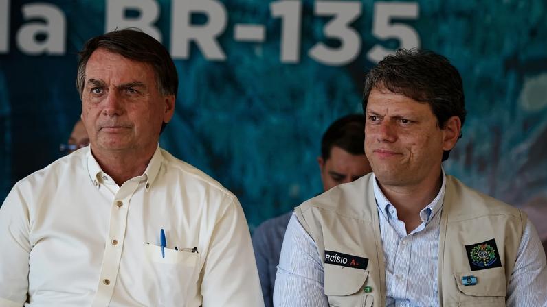 Jair Bolsonaro acompanhado de Tárcísio Gomes de Freitas. Foto: Alan Santos/PR