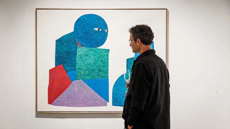 A visitor to the gala preview of the Fog Design+Art fair's 2026 edition