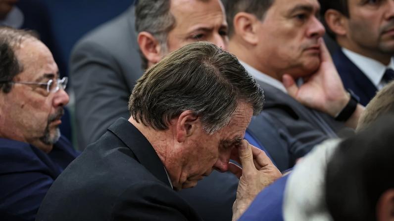 Jair Bolsonaro durante o interrogatório do STF sobre a trama golpista. Foto: Gustavo Moreno/STF