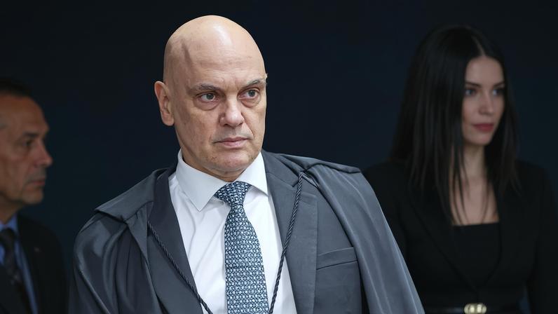 O ministro Alexandre de Moraes, do Supremo Tribunal Federal, na sessão de abertura do julgamento de Bolsonaro e dos outros 7 outros integrantes do 'núcleo 1' da tentativa de golpe de Estado – Foto: Antonio Augusto/STF