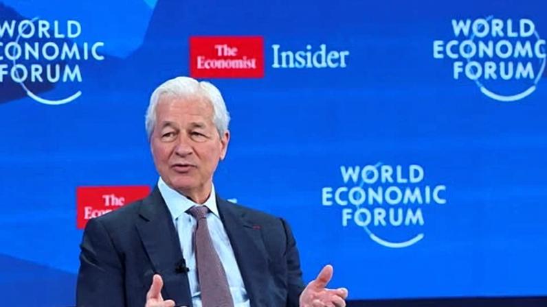 Jamie Dimon speaks at the World Economic Forum in Davos, Switzerland, on 21 January 2026.