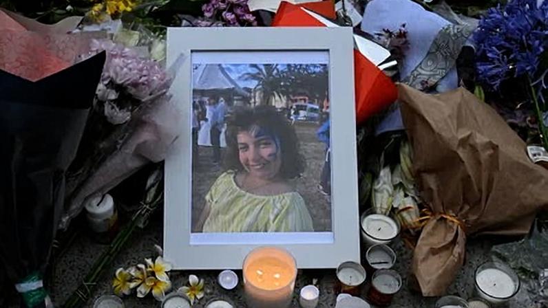 Portrait of 10-year-old Matilda displayed during a vigil for the Bondi terror attack victims in Sydney on 16 December 2025.