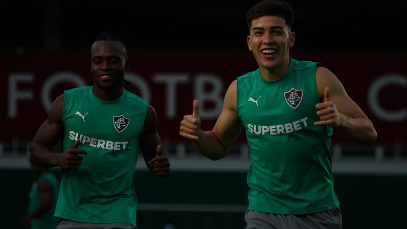 Lezcano e Santi Moreno em treino pelo Fluminense (Foto: Divulgação/ Fluminense FC)