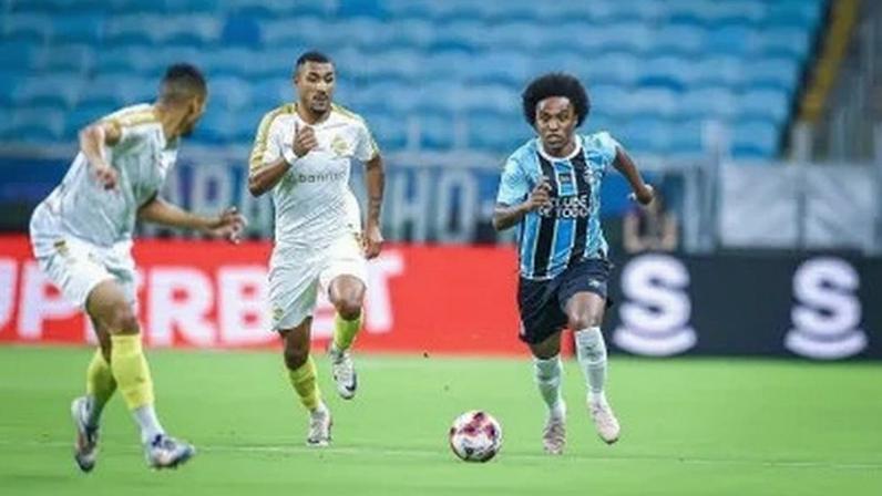 Lance da partida entre Grêmio e São Jose disputada na noite desta quarta-feira, na Arena do Grêmio, valida pelo Campeonato Gaúcho 2026