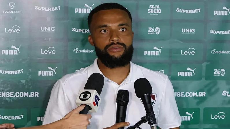 Samuel na zona mista após Fluminense x Nova Iguaçu (Foto: Lucas Merçon/ Fluminense FC)