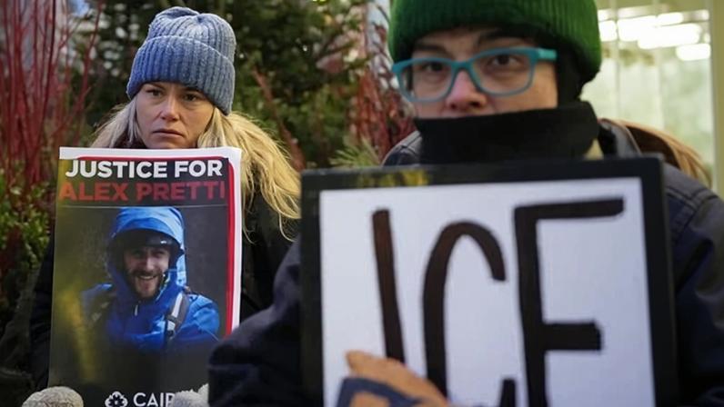 Protesters at an anti-Ice demonstration in Minneapolis.