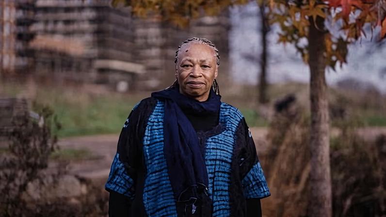 Joy Gregory photographed in a park in south London