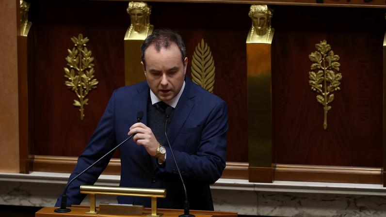 French Prime Minister Sebastien Lecornu delivers a speech to announce the use by the French government of article 49.3, a special clause in the French Constitution, to push the first part of the budget bill for 2026 (PLF 2026) through the National Assembly without a vote by lawmakers, during a new debate on the draft budget bill at the National Assembly in Paris