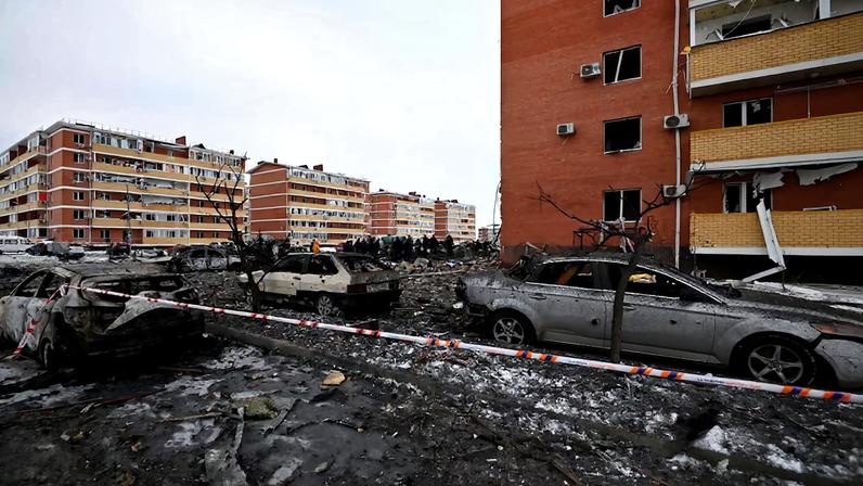 Aftermath of overnight drone attack in Adygea