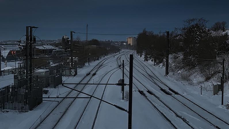 Network Rail Train tracks covered in ice and snow