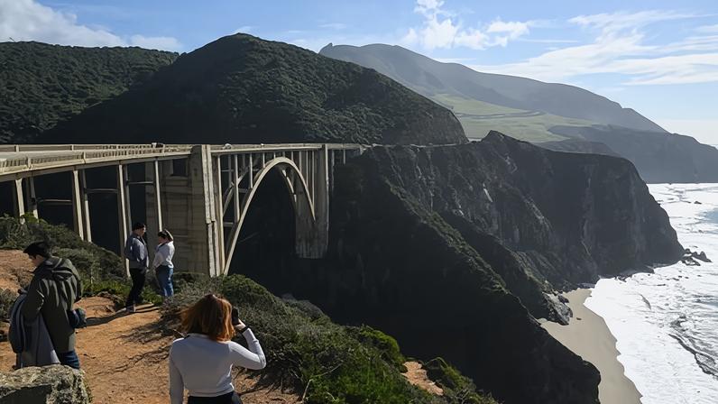 Highway 1 spanning the Bixby Bridge in Big Sur, California, on 24 December 2023.