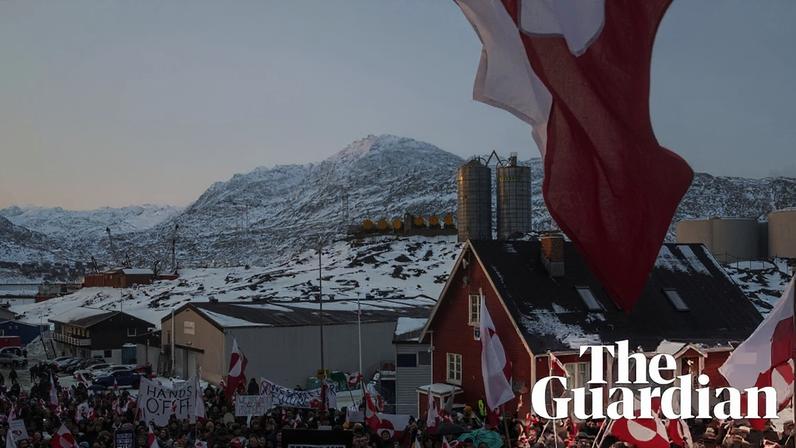 Protesters waving the Greenlandic flag gather around the US consulate in Nuuk to oppose Donald Trump’s claims on the country.