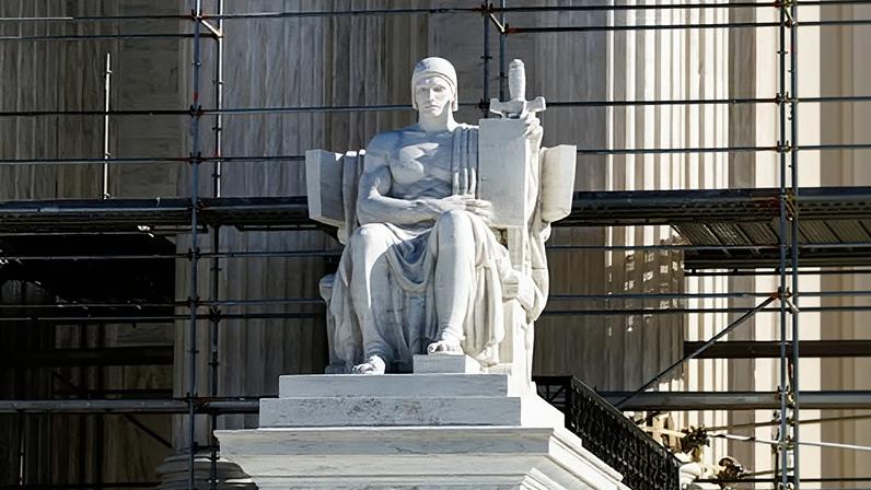 The Guardian of Law statue outside the US supreme court in Washington. A new report has named the US as a country where the rule of law is under threat.