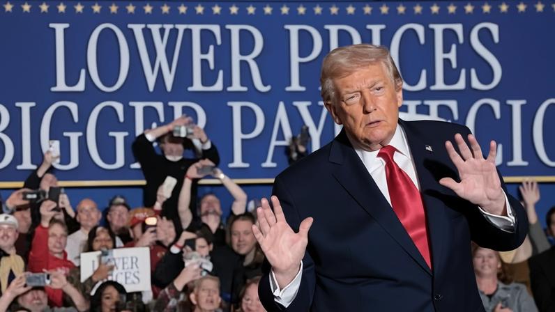 Trump arrives to deliver remarks on the US economy and affordability in Pennsylvania, in December 2025.