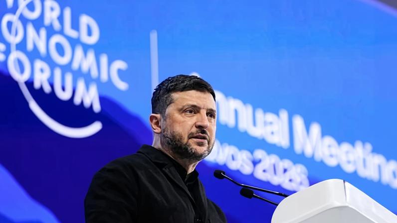 In his speech at Davos, Volodymyr Zelenskyy said ‘if Russian warships go near Greenland, Ukraine can help with that’. Photograph: Markus Schreiber/AP