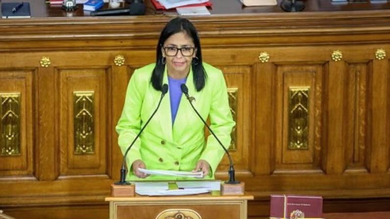 Venezuela’s interim president, Delcy Rodríguez, appears before the national assembly to address the nation in Caracas, Venezuela on 15 January 2026.