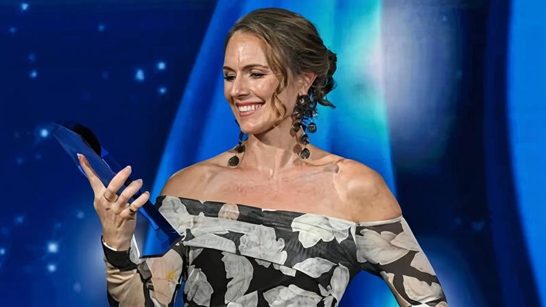 Australian of the Year Katherine Bennell-Pegg at the 2026 awards ceremony at the national arboretum in Canberra on Sunday.