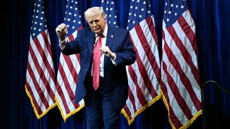 Donald Trump did a little dance after delivering remarks at the House Republican party (GOP) member retreat in Washington DC on Tuesday.