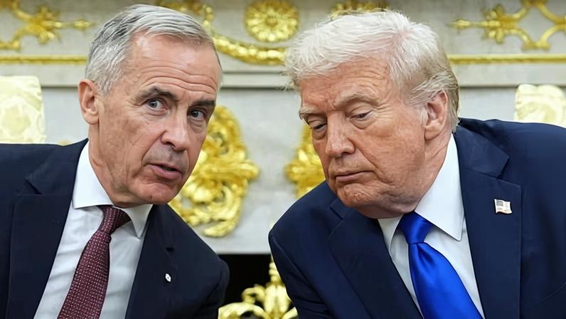 Canada’s prime minister, Mark Carney, and Donald Trump at the White House on 7 October 2025.