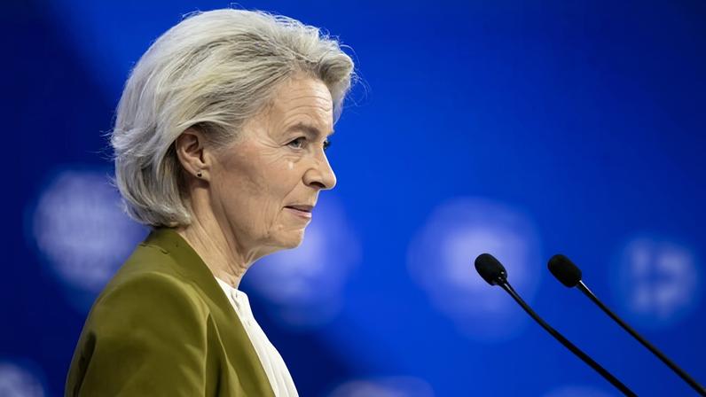 Ursula von der Leyen told the World Economic Forum (WEF) in Davos that the threat of 10% tariffs was ‘a mistake’. Photograph: Gian Ehrenzeller/EPA