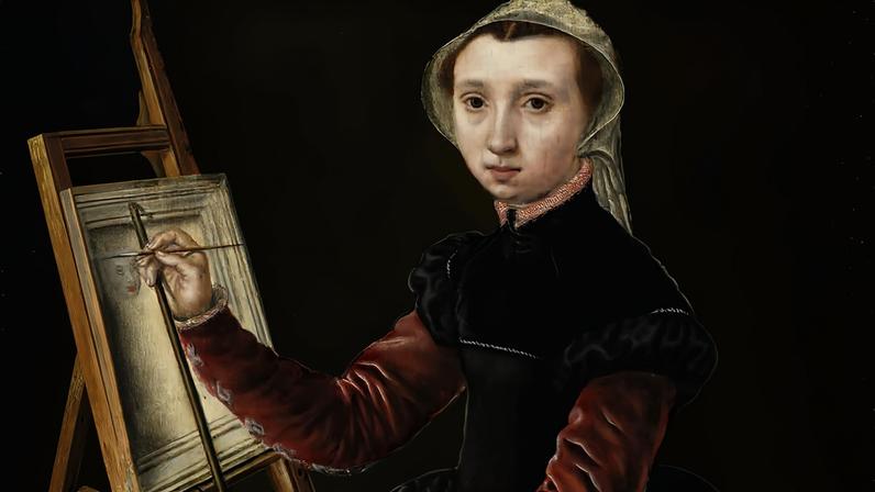 Catharina van Hemessen’s Self-portrait at the Easel (1548) was painted when she was 20. It is the earliest known self-portrait and signed panel painting by a female artist, and the first depiction of an artist at work