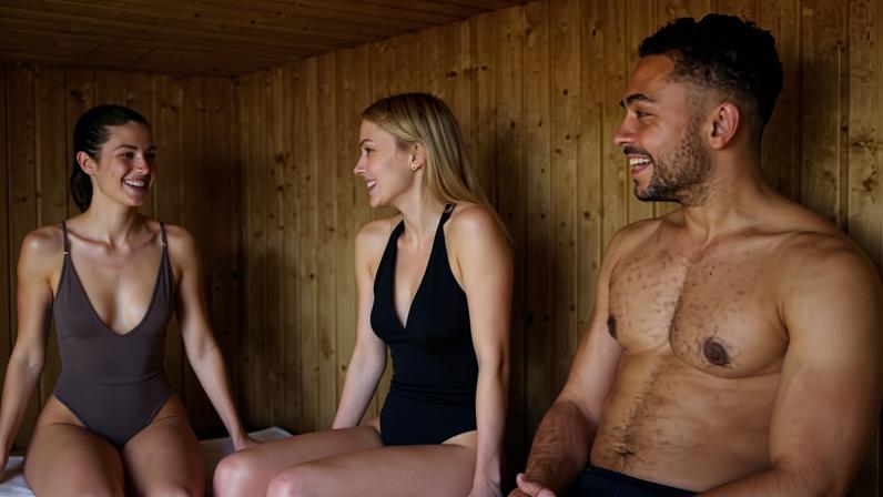 Zen life … saunas are the new place to socialise.