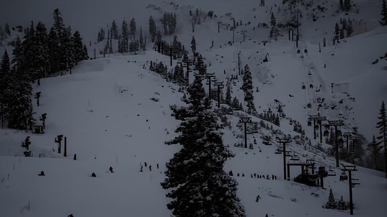 Snow fall at Palisades Tahoe of Olympic Valley on 25 December 2025 in California.