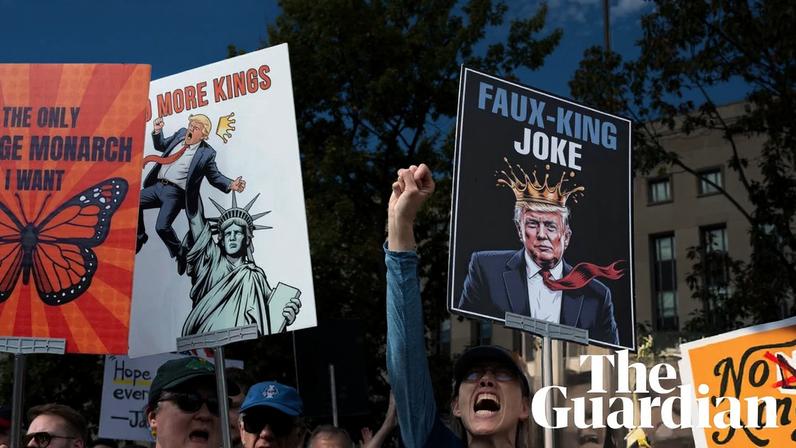 Protesters rally during the No Kings national day of protest in Washington DC on 18 October 2025.