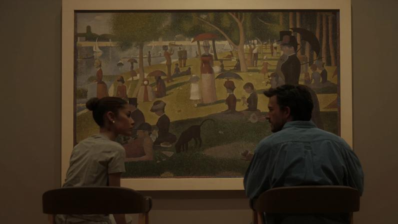 Ariana Grande and Jonathan Bailey pay a visit to Georges Seurat's *A Sunday on La Grande Jatte* (1884) at the Art Institute of Chicago