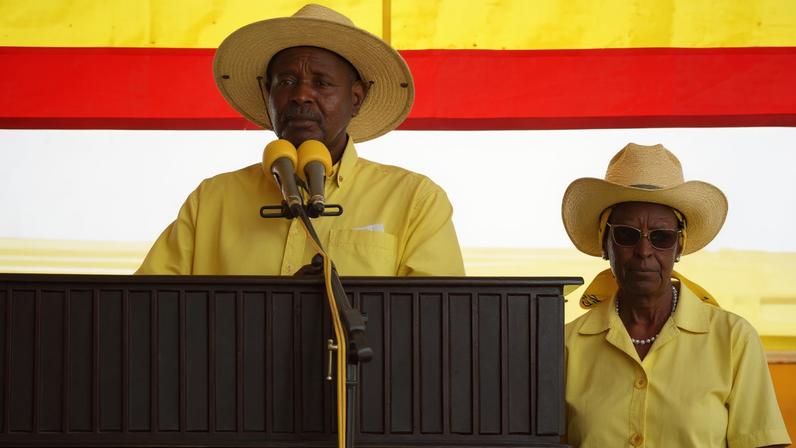 Museveni addresses supporters during final rally ahead of Uganda election, in Kampala