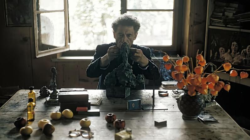 An Ernst Scheidegger photo of Alberto Giacometti at work in Stampa in the 1960s