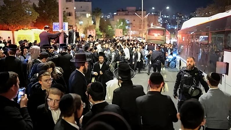 Ultra-Orthodox Jews at a protest march.
