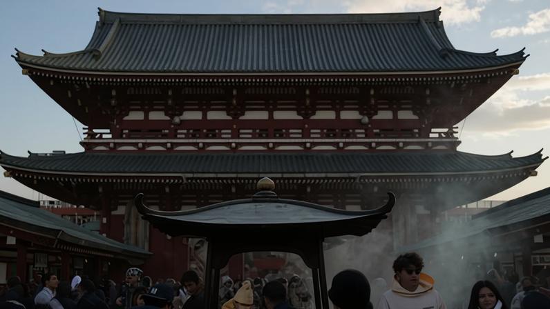 People bathe in incense smoke at Sensoji temple in the Asakusa district in Tokyo, amid Japan’s ongoing tensions with China.