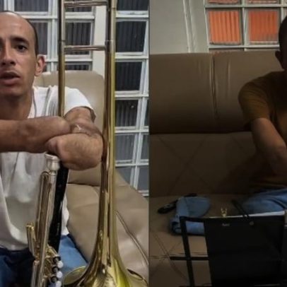 Cristão sem mãos aprende trombone para servir a Deus