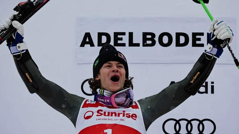 Lucas Pinheiro Braathen é prata na etapa de Adelboden da Copa do Mundo de esqui alpino (Foto: Fabrice COFFRINI / AFP)