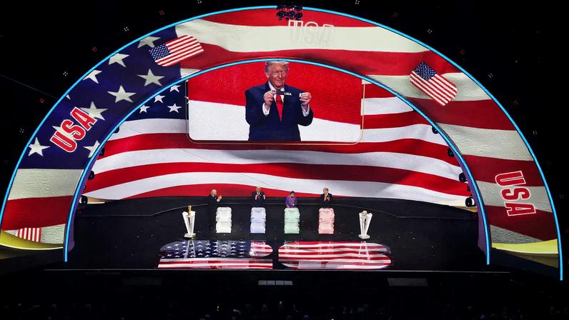 U.S. President Donald Trump draws USA during the FIFA World Cup 2026 draw REUTERS/Carlos Barria
