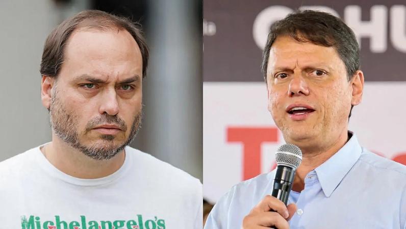 Carlos e Tarcísio almoçam na casa do governador após desconforto envolvendo cancelamento de visita ao ex-presidente. (Foto: Isaac Fontana/EFE; Celio Messias/Governo de SP)