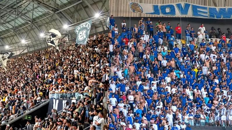 Torcidas Atlético e Cruzeiro (Fotos: Divulgação Atlético / Staff Images Cruzeiro) - Arte Lance