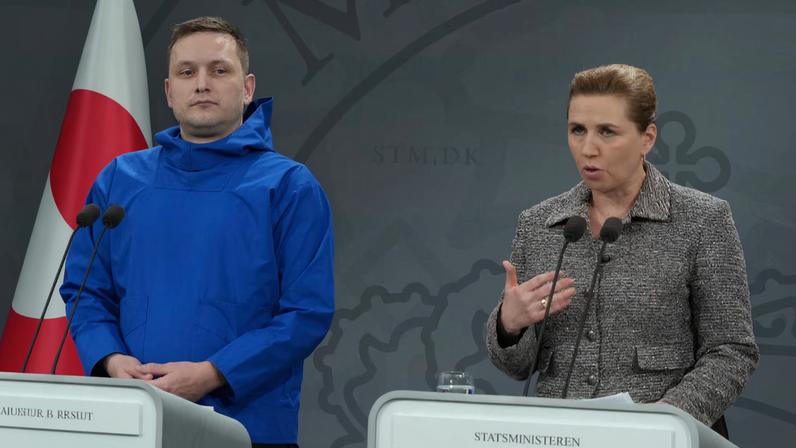 Danish Prime Minister Mette Frederiksen and Greenlandic Prime Minister Jens-Frederik Nielsen attend a press conference in Copenhagen, Denmark, January 13, 2026. REUTERS/Tom Little
