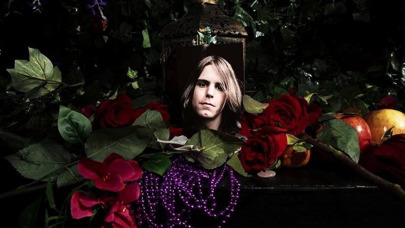 The altar at the Bob Weir Memorial gathering at the Civic Center Plaza in San Francisco, California.