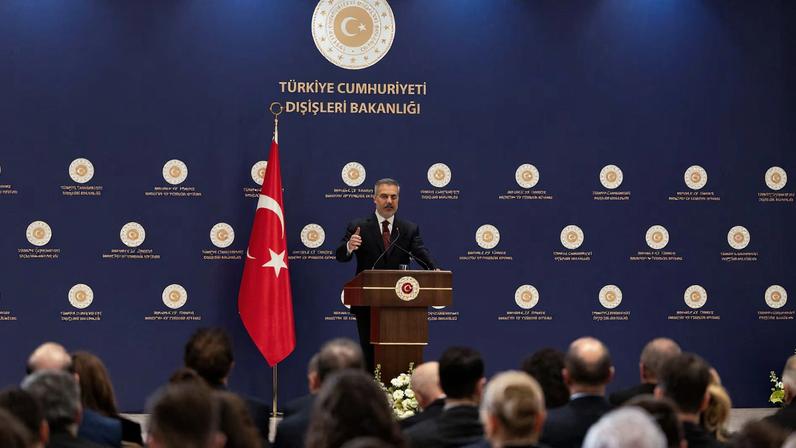 Turkish Foreign Minister Hakan Fidan speaks during a press conference in Istanbul, Turkey, January 15, 2026. REUTERS/Umit Bektas