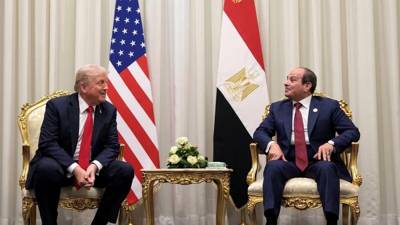 U.S. President Donald Trump arrives in Sharm El-Sheikh