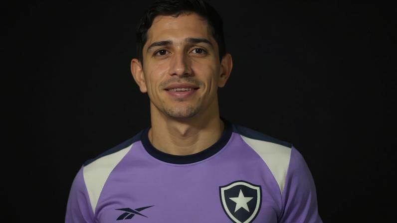 Savarino em sua reapresentação ao Botafogo (Foto: Vítor Silva/Botafogo)