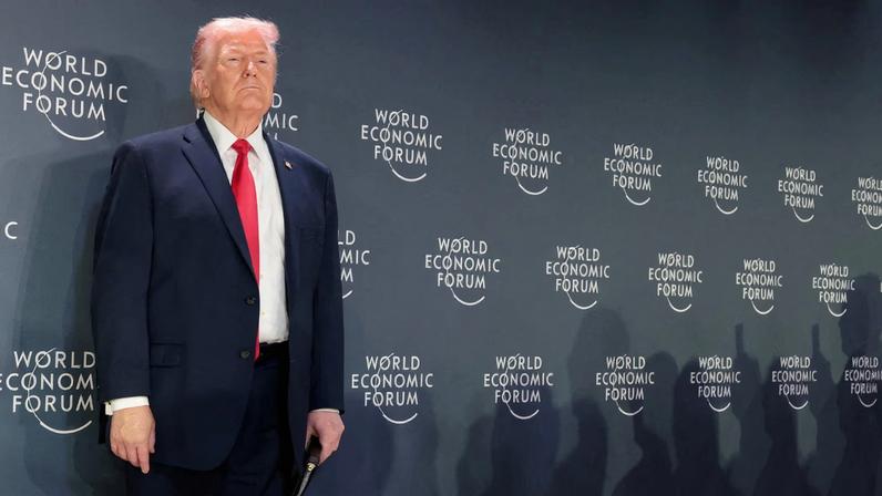 U.S. President Donald Trump attends a reception with business leaders during the 56th annual World Economic Forum (WEF), in Davos, Switzerland, January 21, 2026. REUTERS/Jonathan Ernst