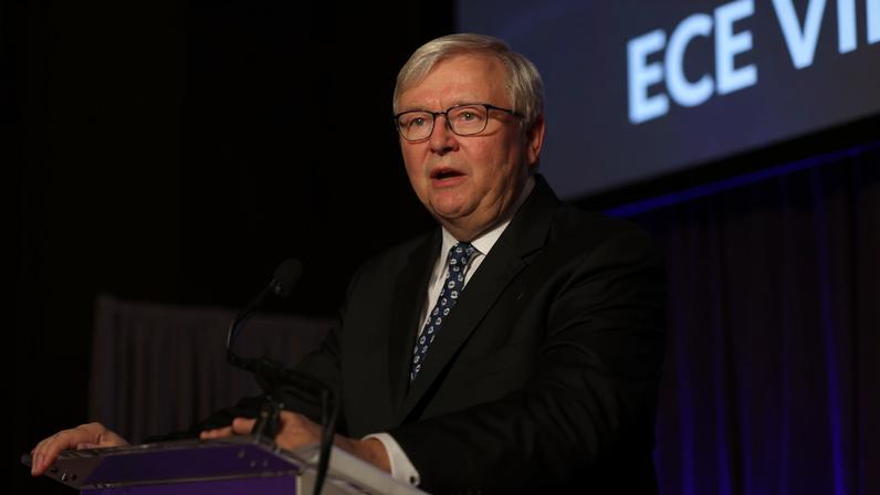Former Australian Prime Minister and ASPI President Kevin Rudd gives a speech during the 2017 Asia Game Changer Awards and Gala Dinner in Manhattan, New York, U.S. November 1, 2017. REUTERS/Amr Alfiky