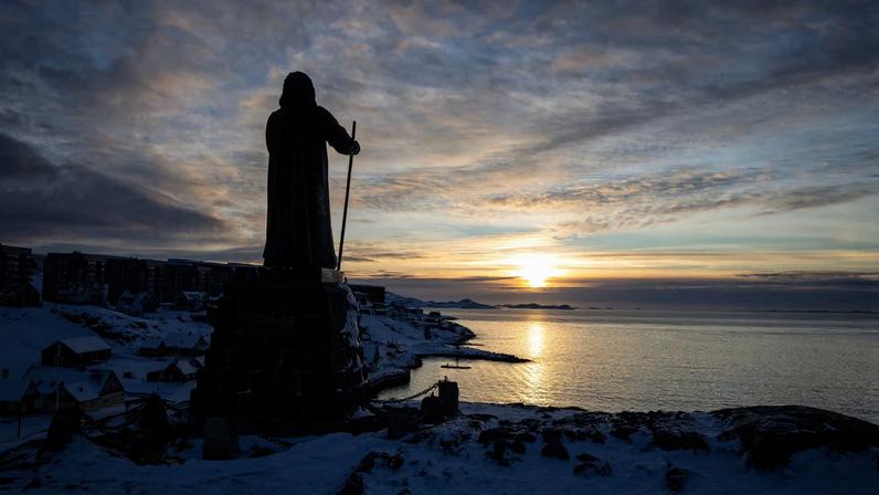 The Statue of Hans Egede stands on the day of the meeting between top U.S. officials and the foreign ministers of Denmark and Greenland, in Nuuk